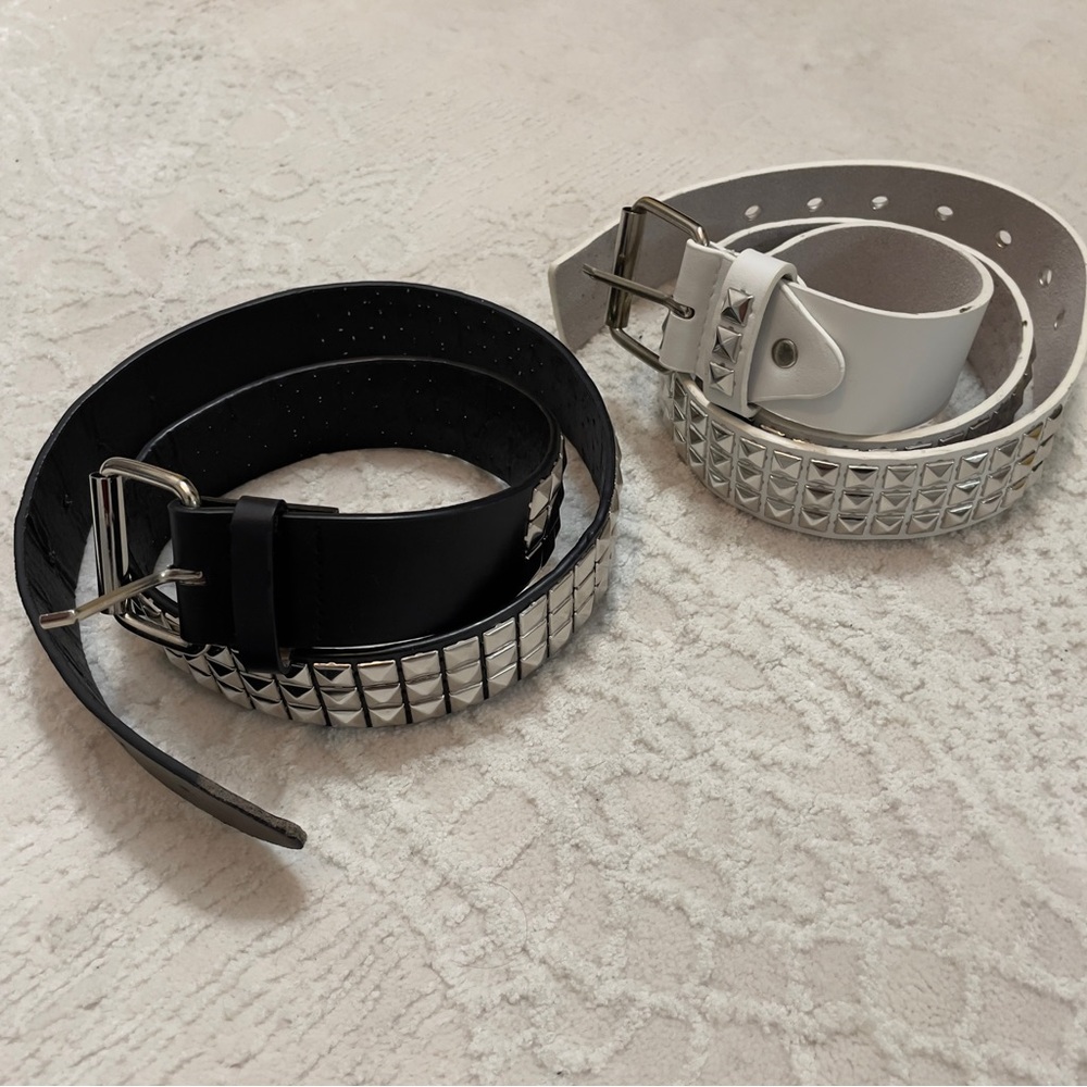 Black And White Studded Belts
